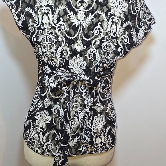 Vintage Y2K Babydoll Lace Top Size S Sheer Stretch Fairy Romantic Bohemian - Picture 5 of 6